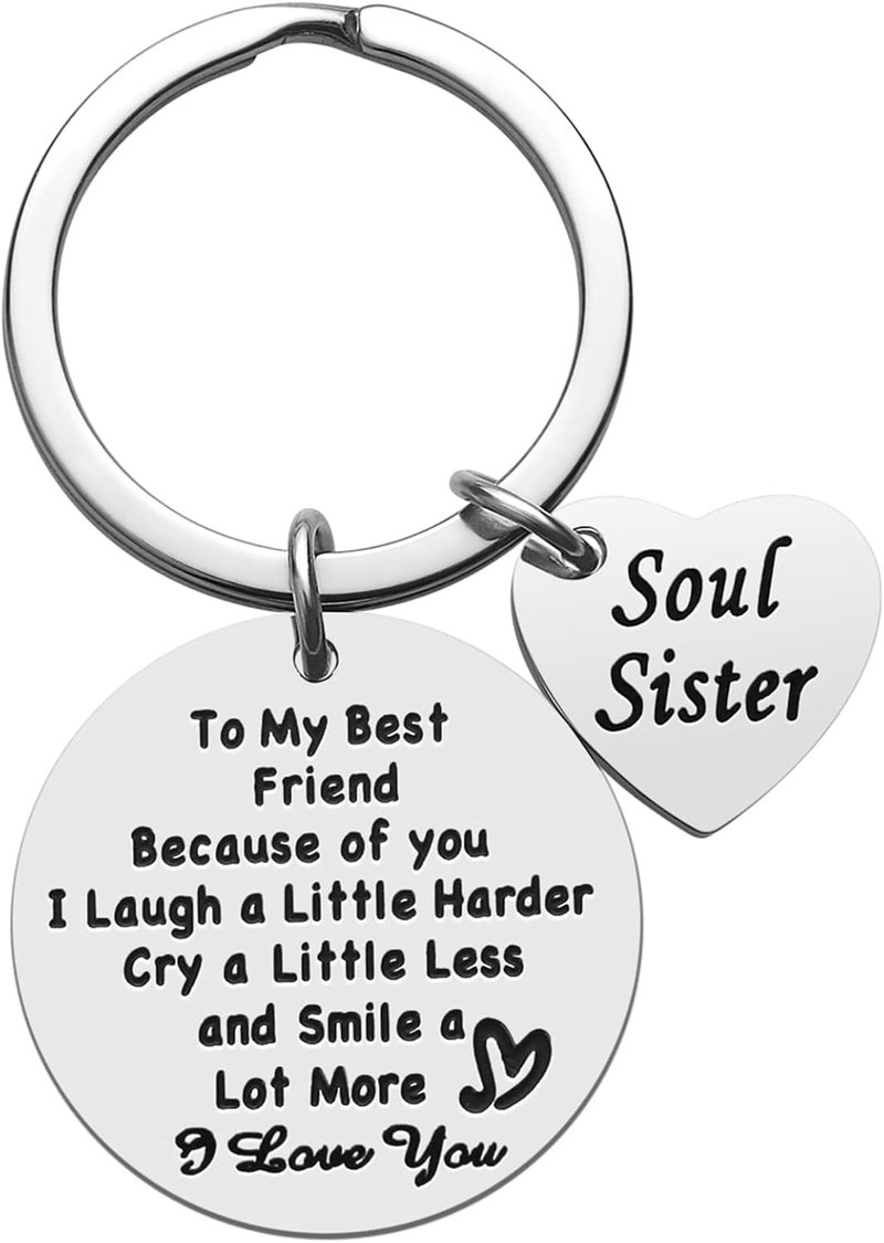 iJuqi Friend Gifts for Women - Birthday Christmas Gift for Best Friends Woman Female, To My Best Friend Bestie Soul Sister Keychain, Thanksgiving Day Long Distance Friendship Gifts - Image 1
